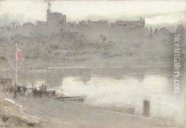 The Rowing Club, Windsor Oil Painting - Albert Goodwin