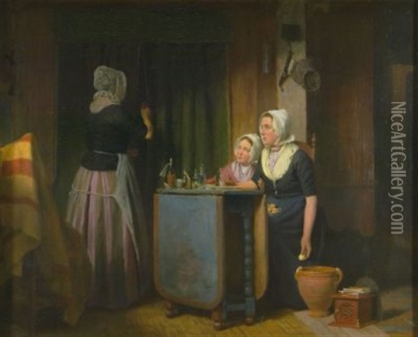 Die Apothekerin Oil Painting - Johann Christian Gustav Zeitz