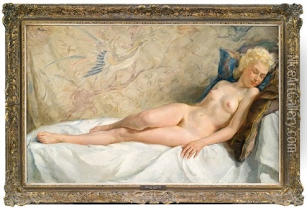 Liegender Akt Oil Painting - Wilhelm Hempfing