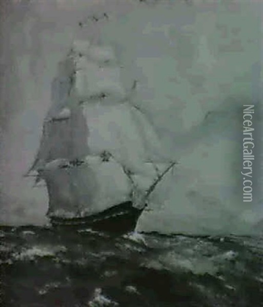 Ship At Full Sail Oil Painting - Arthur Clifton Goodwin