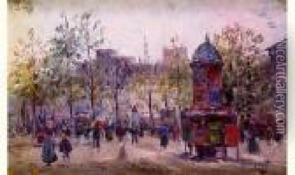 Place Du Chatelet Oil Painting - Pietro Scoppetta