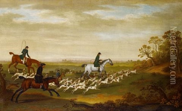 Huntsmen And Their Hounds In An Extensive Landscape Oil Painting - James Seymour