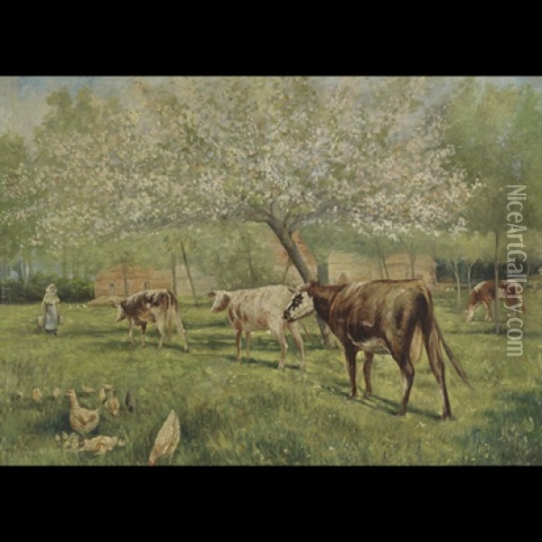 Milking Time (winston Churchill Farm?) Oil Painting - Kenyon C. Cox