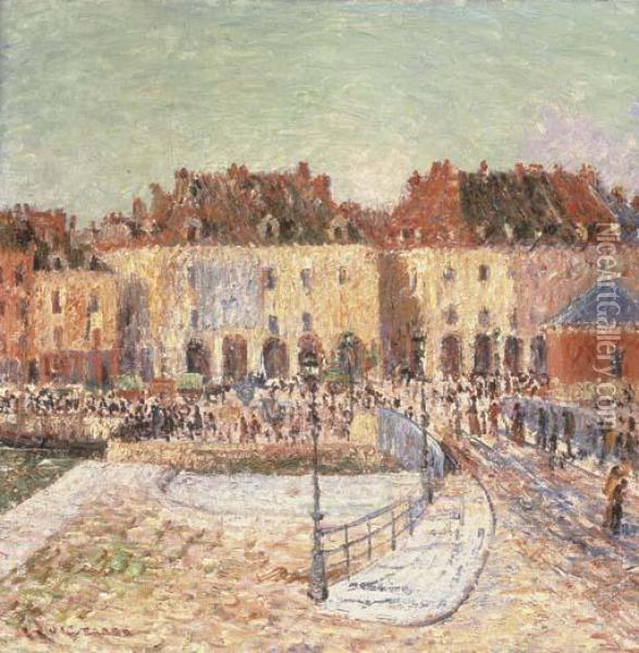 Le Pont De La Poissonerie, Dieppe Oil Painting - Gustave Loiseau