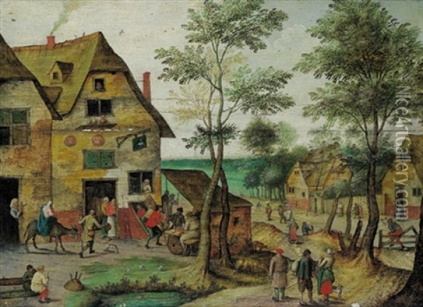 Dorflandschaft Mit Suche Nach Der Herberge Oil Painting - Pieter Brueghel the Younger