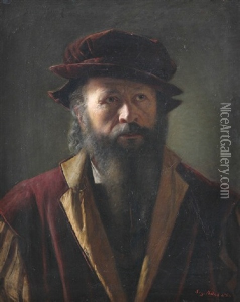 Bildnis Eines Bartigen Ratsherren Oil Painting - Sigismund Pollak