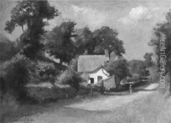 A Warwickshire Cottage Oil Painting - William Staples Drown