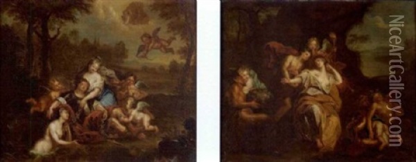 Bacchus Ayant Trouve Ariane Endormie (+ Quelle Force Resiste Au Piege De L'amour?; 2 Works) Oil Painting - Antoine Coypel