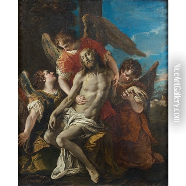 Le Christ Soutenu Par Les Anges Oil Painting - Sebastiano Ricci