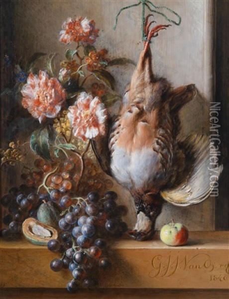 Stilleben Mit Fruchten Und Erlegtem Federwild Oil Painting - Georgius Jacobus Johannes van Os