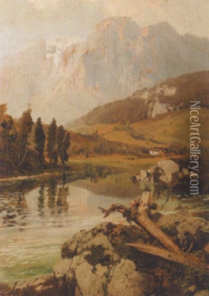 Bergsee Oil Painting - Konrad Petrides