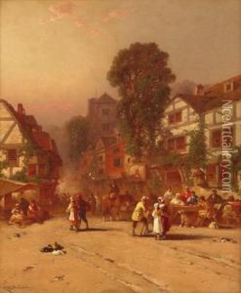 By The Tavern Oil Painting - George Washington Nicholson