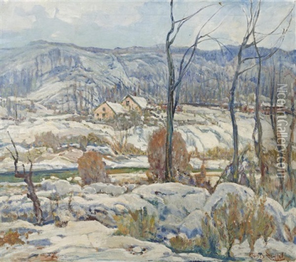 Silvermine River, Connecticut, Winter Oil Painting - Charles Reiffel