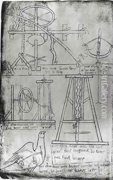 Drawings of various machines Oil Painting - Villard De Honnecourt