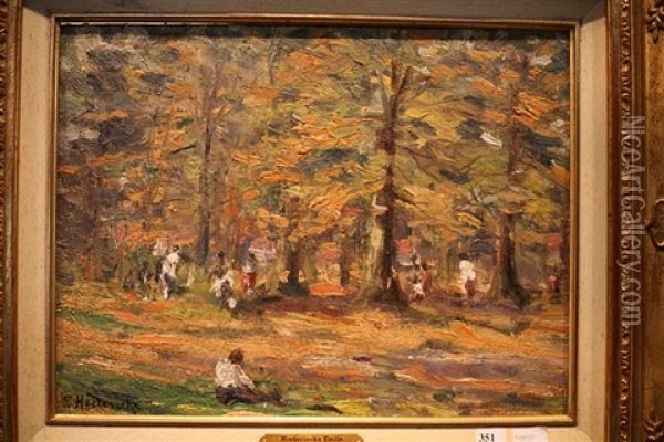 Personnages Au Parc Oil Painting - Emile Hoeterickx