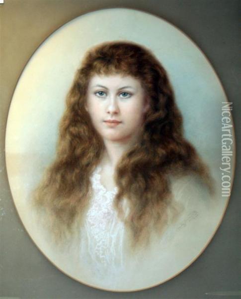 Portrait Of A Young Lady Oil Painting - Emily Barnard