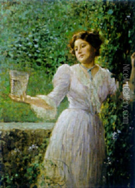 Signora In Terrazza Oil Painting - Luca Postiglione