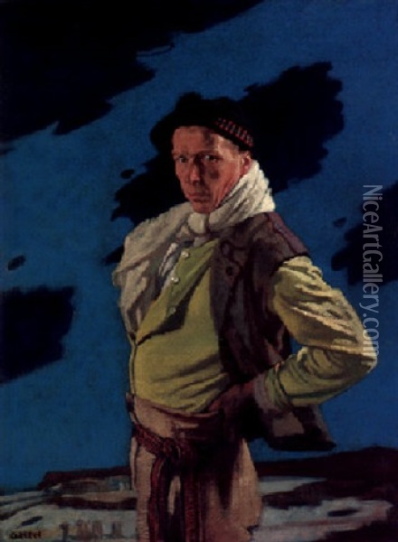 The Man From Aran (self-portrait); A Man From The Arran Islands Oil Painting - Sir William Orpen