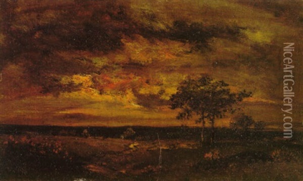 Paysage, Crepuscule Oil Painting - Theodore Rousseau