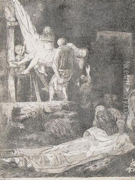 Die Kreuzabnahme Bei Fackelschein. Oil Painting - Rembrandt Van Rijn