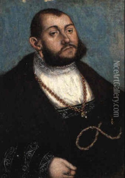 Portrait Of Elector Johann Friedrich 'der Grossm_tige' Of Saxony Oil Painting - Lucas Cranach the Elder