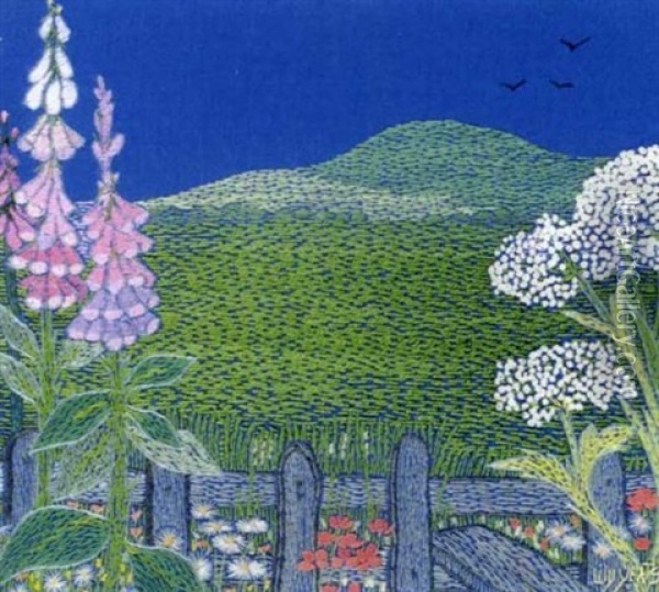 Foxgloves By A Fence Oil Painting - Lily Yeats