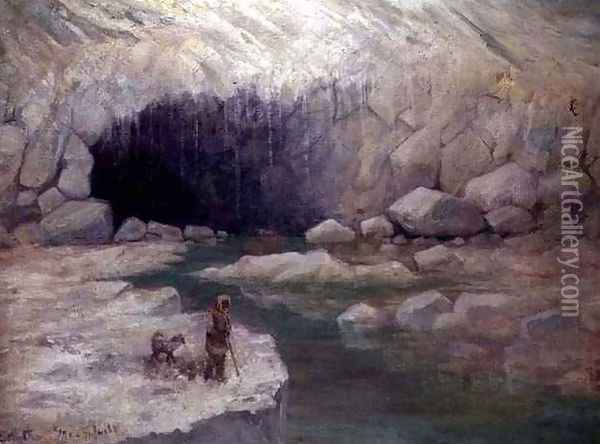 Antarctic Ice Cave Oil Painting - E.J.F. Greenfield