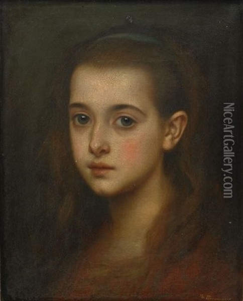 Portrait Of A Girl Oil Painting - Fedor Petrovich Chumakov