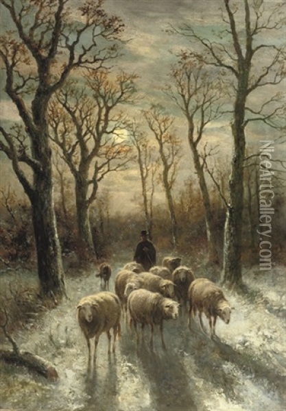 Returning Home Oil Painting - Hendrik Barend Koekkoek