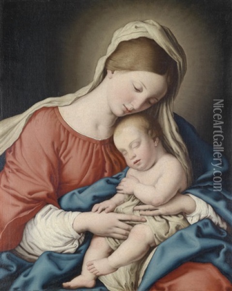 Madonna Mit Dem Schlafenden Kind Oil Painting - Giovanni Battista Salvi (Il Sassoferrato)