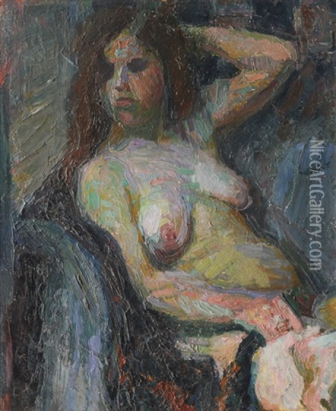 Seated Nude Oil Painting - Franz Noelken