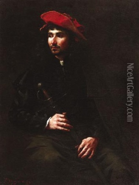 Portrat Eines Herrn Renaissancekostum (selbstportrat?) Oil Painting - Frans Peter Hermesdorf