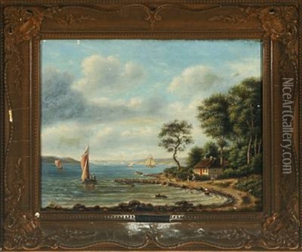 Parti Fra Hindsgavl Med Udsigt Mod Kolding Oil Painting - Frederik Christian Jacobsen Kiaerskou