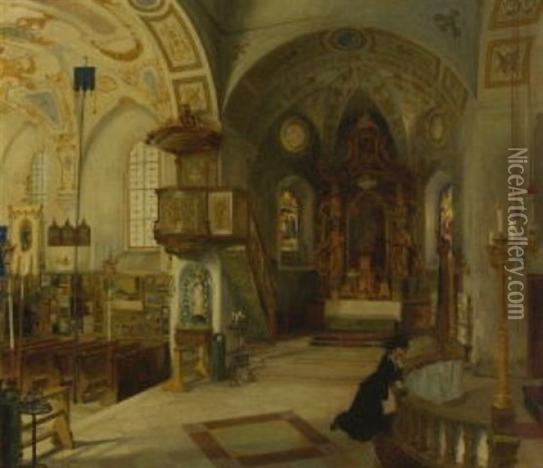 In Der Klosterkirche Maria Eck Oil Painting - Wladimir Linde