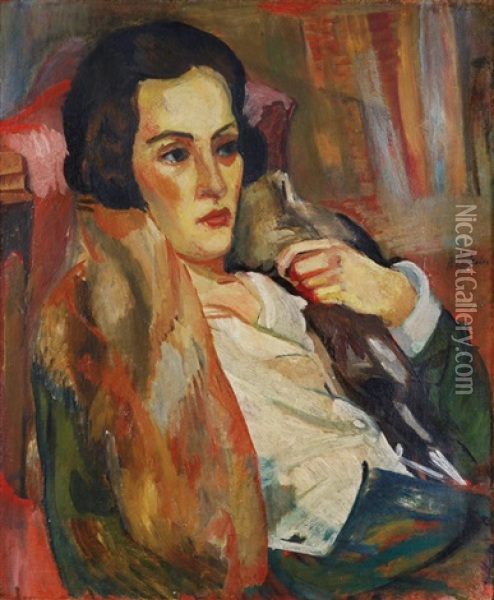 Lady In Fur Oil Painting - Henri Epstein