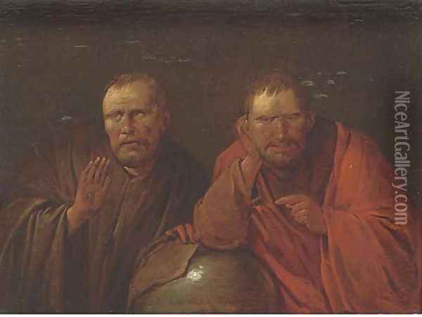 Democritus and Heraclitus Oil Painting - School Of Haarlem