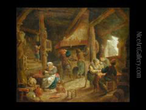 Interieur Mit Bauern Und Kartenspielern Oil Painting - Adriaen Jansz. Van Ostade