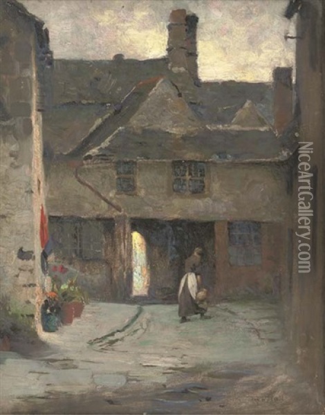 In The Tavern Yard Oil Painting - Frederick Hall