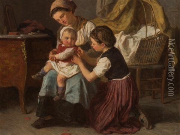 Getting Dressed Oil Painting - Theophile Emmanuel Duverger