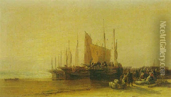 Yarmouth Sands-early Morning Oil Painting - Arthur Joseph Meadows