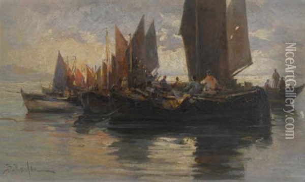 Boats Oil Painting - Vasilios Chatzis