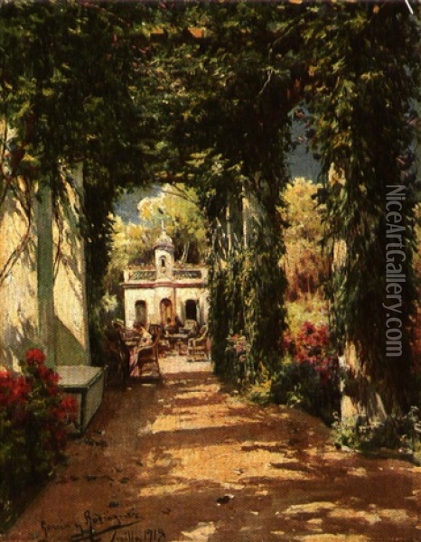 The Terrace Oil Painting - Manuel Garcia y Rodriguez