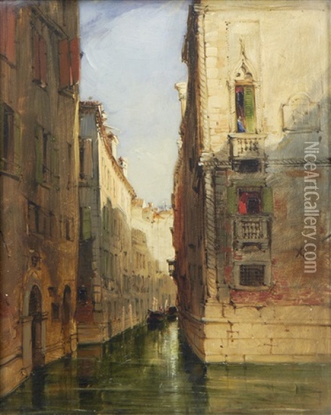 Canal Scene, Venice Oil Painting - James Holland