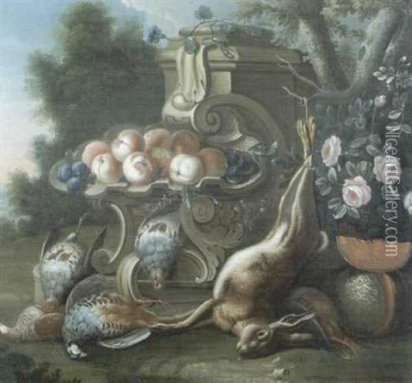 Nature Morte Au Gibier Et Aux Fruits Oil Painting - Jean-Baptiste Oudry