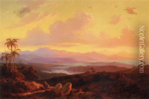 Hunters By The Sea At Sunset Oil Painting - Edmund Louis Wodick