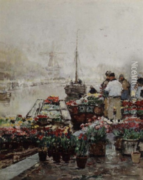 The Flower Market Oil Painting - Hans Hermann