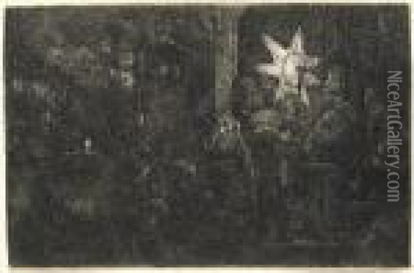 The Star Of The Kings: A Night Piece (b., Holl. 113; H. 254) Oil Painting - Rembrandt Van Rijn