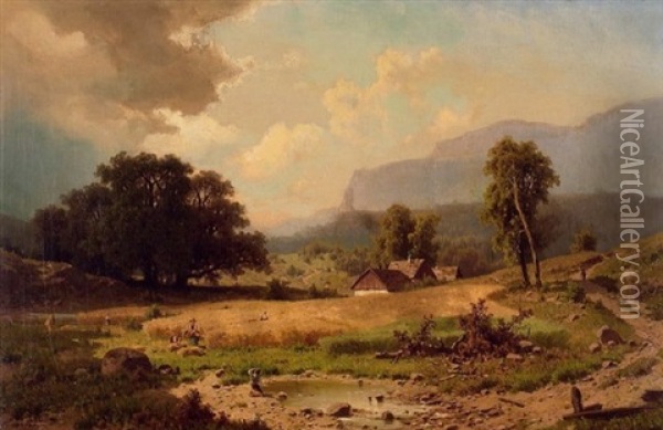 Ein Sommertag Im Bayrischen Gebirge Oil Painting - Adolf Chwala