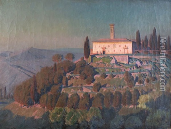 Hilltop Monastery Oil Painting - Knud Sinding