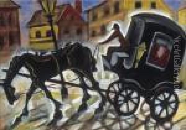 Hansom-cab Oil Painting - Hugo Scheiber
